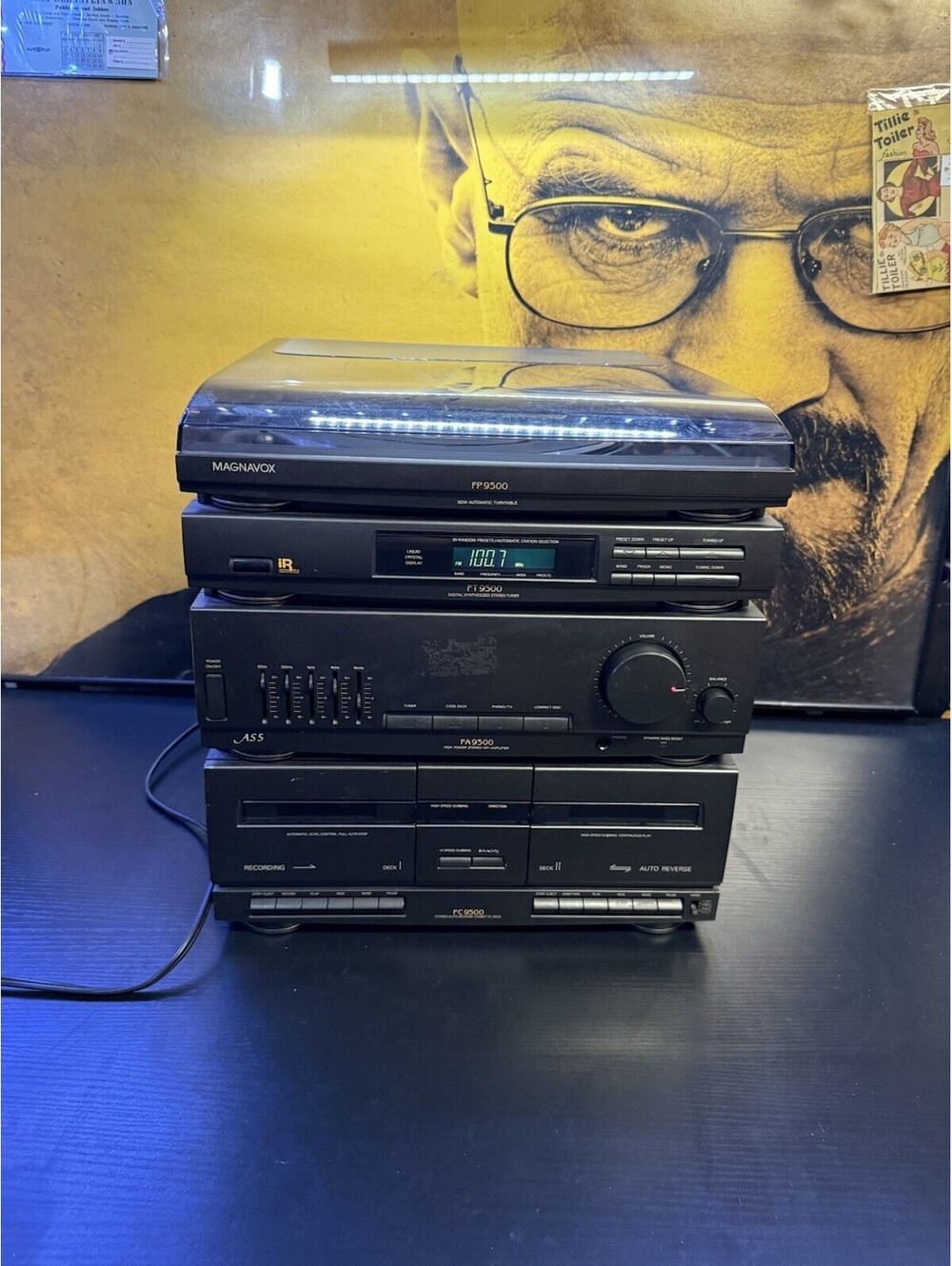 Vintage Magnavox AS9500 Stereo Turntable Tuner Amp Cassette Tested Working